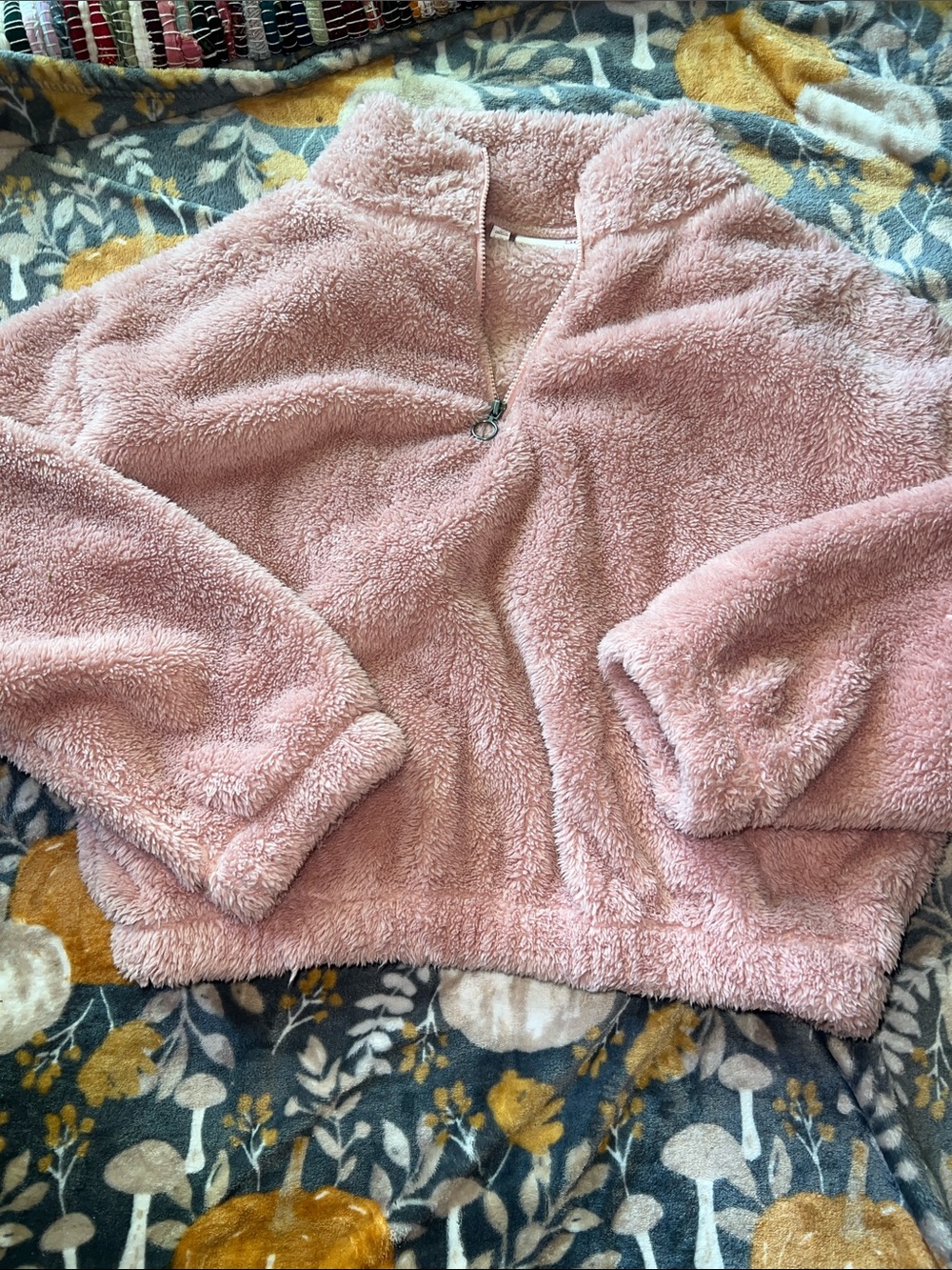 Cozy Plush Quarter-Zip Pullover Sweater - Dusty Pink